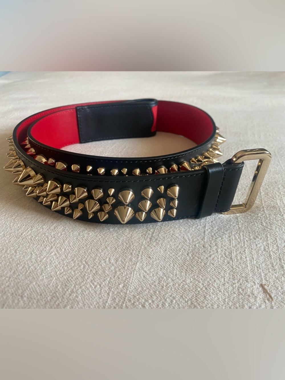 Christian Louboutin Red Leather Belt Panel